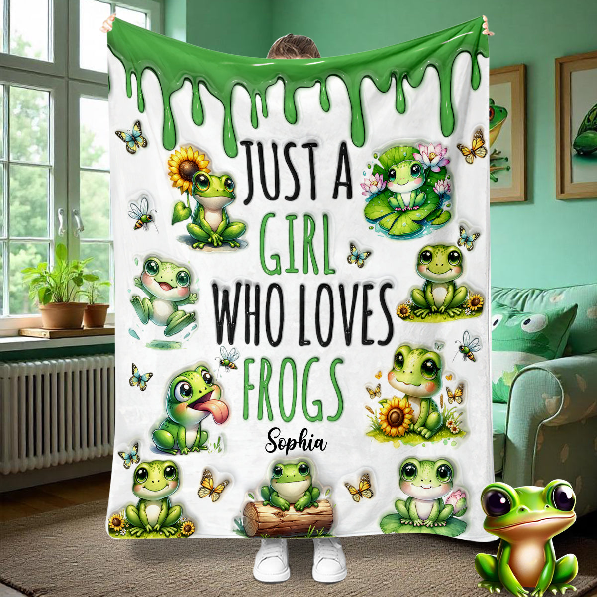 Juste une fille qui aime les grenouilles - Couverture grenouille personnalisée