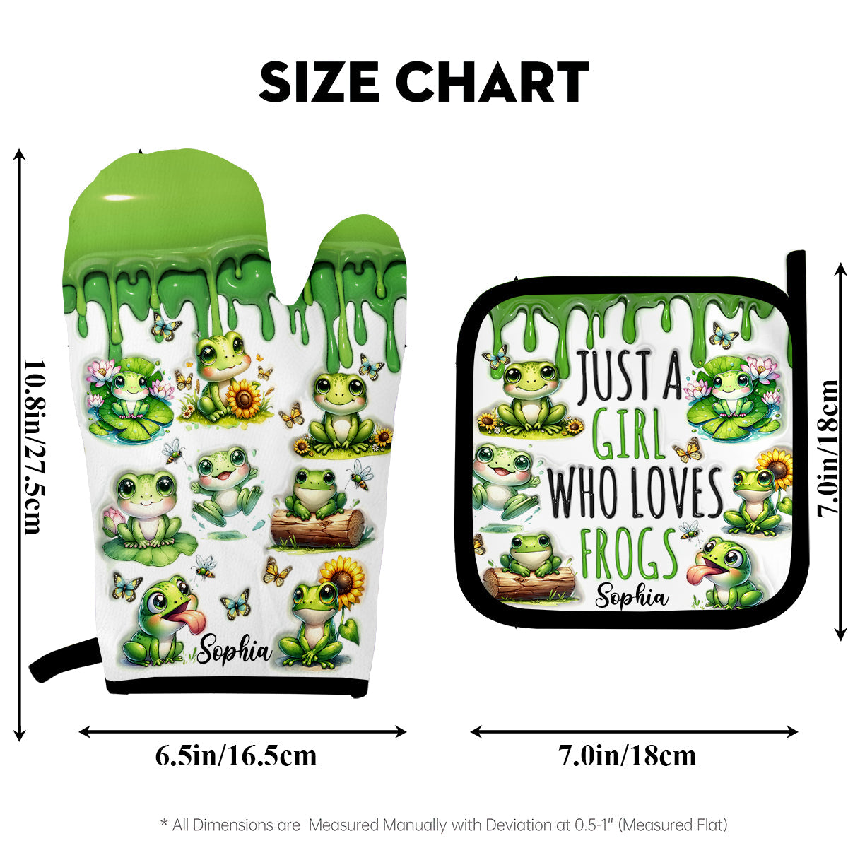 Just A Girl Who Loves Frogs - Personalized Frog Oven Mitts & Pot Holder Set