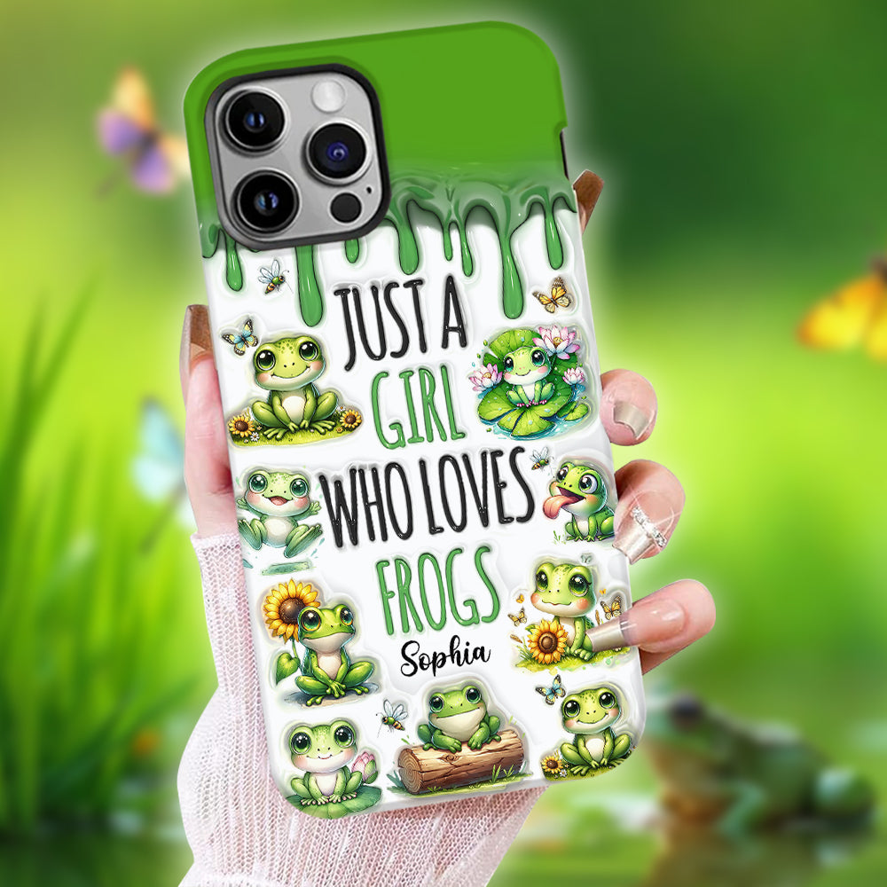 Une fille qui adore les grenouilles - Coque de téléphone personnalisée avec motif grenouille