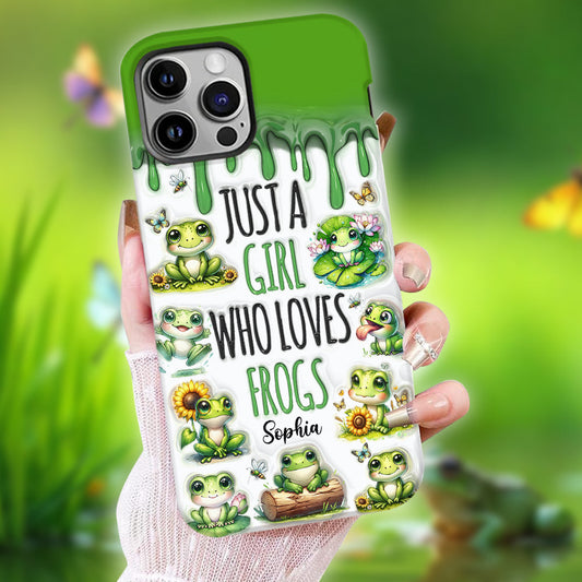 Une fille qui adore les grenouilles - Coque de téléphone personnalisée avec motif grenouille