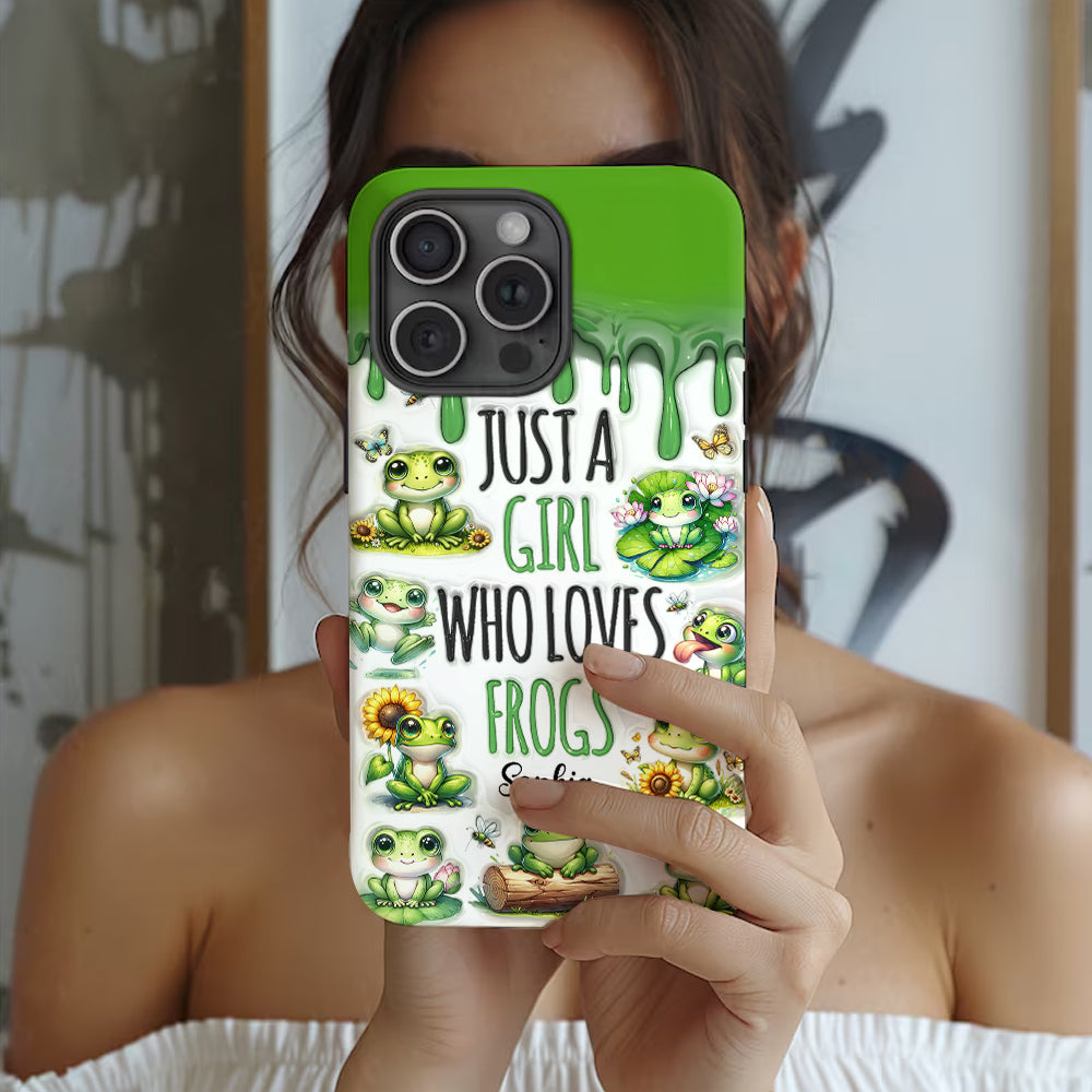 Une fille qui adore les grenouilles - Coque de téléphone personnalisée avec motif grenouille