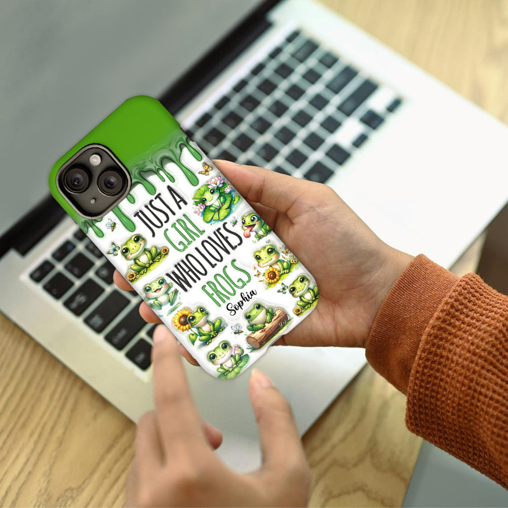 Une fille qui adore les grenouilles - Coque de téléphone personnalisée avec motif grenouille