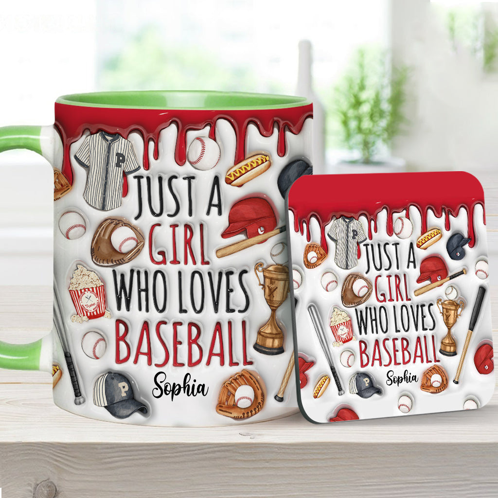 Mug personnalisé « Juste une fille qui adore le baseball »