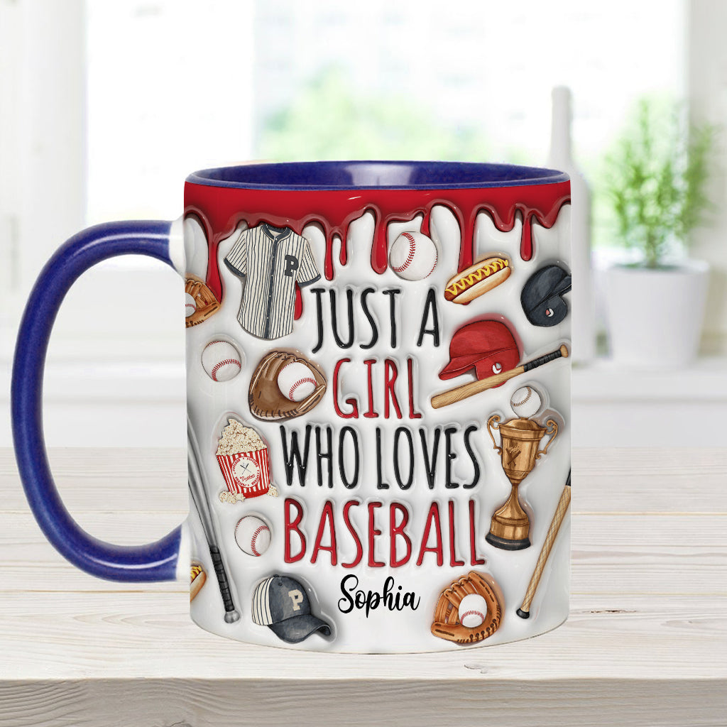 Mug personnalisé « Juste une fille qui adore le baseball »