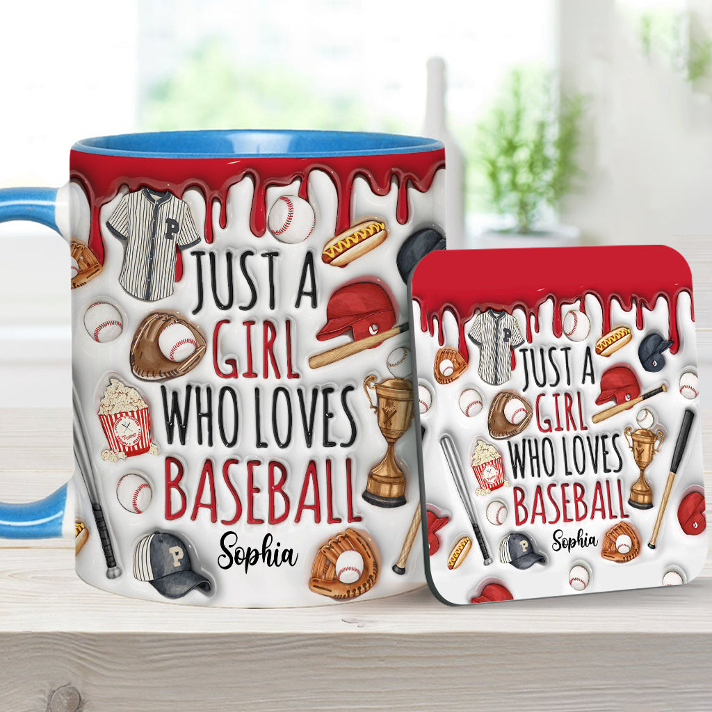 Mug personnalisé « Juste une fille qui adore le baseball »