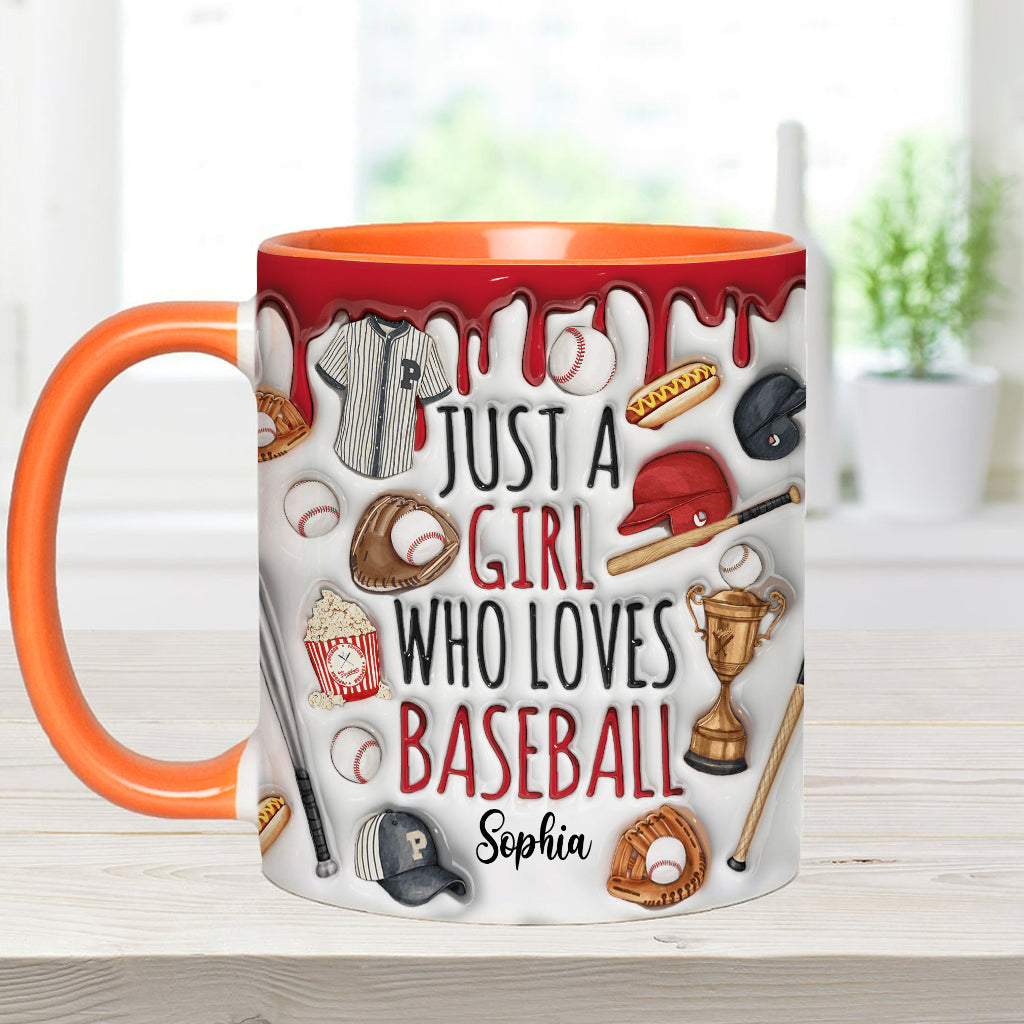 Mug personnalisé « Juste une fille qui adore le baseball »