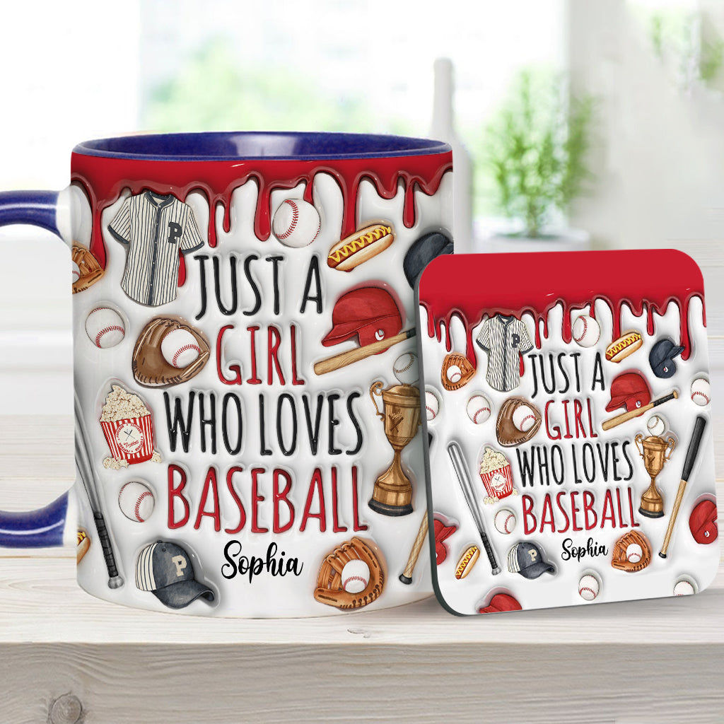 Mug personnalisé « Juste une fille qui adore le baseball »