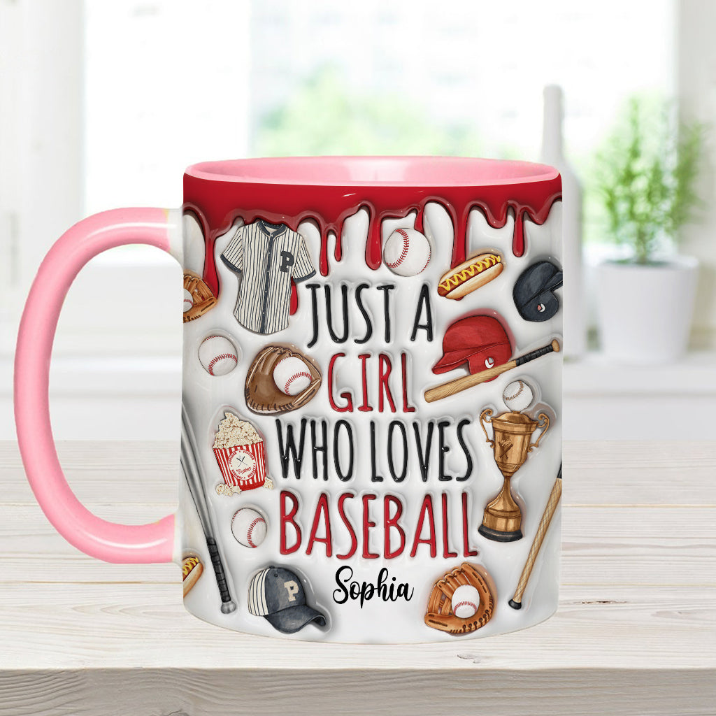 Mug personnalisé « Juste une fille qui adore le baseball »
