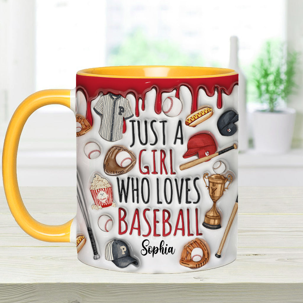 Mug personnalisé « Juste une fille qui adore le baseball »