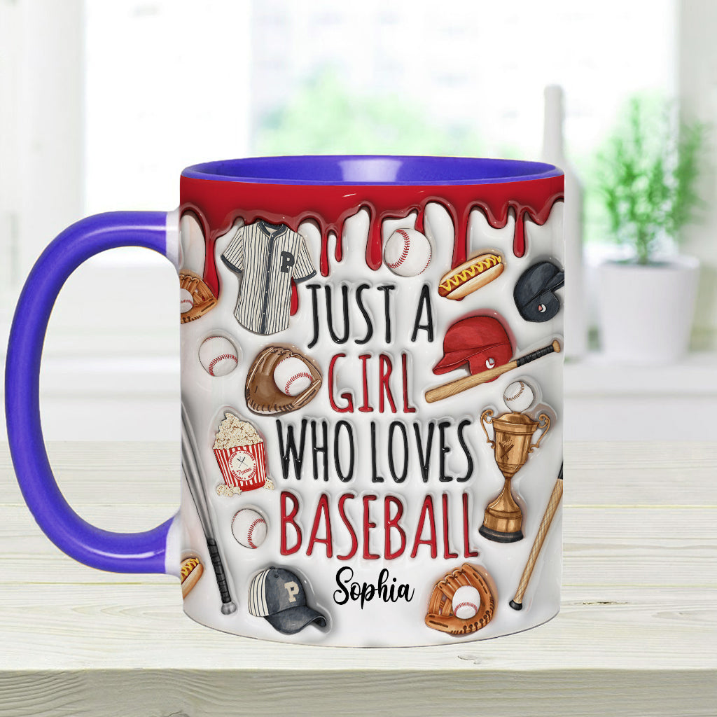 Mug personnalisé « Juste une fille qui adore le baseball »