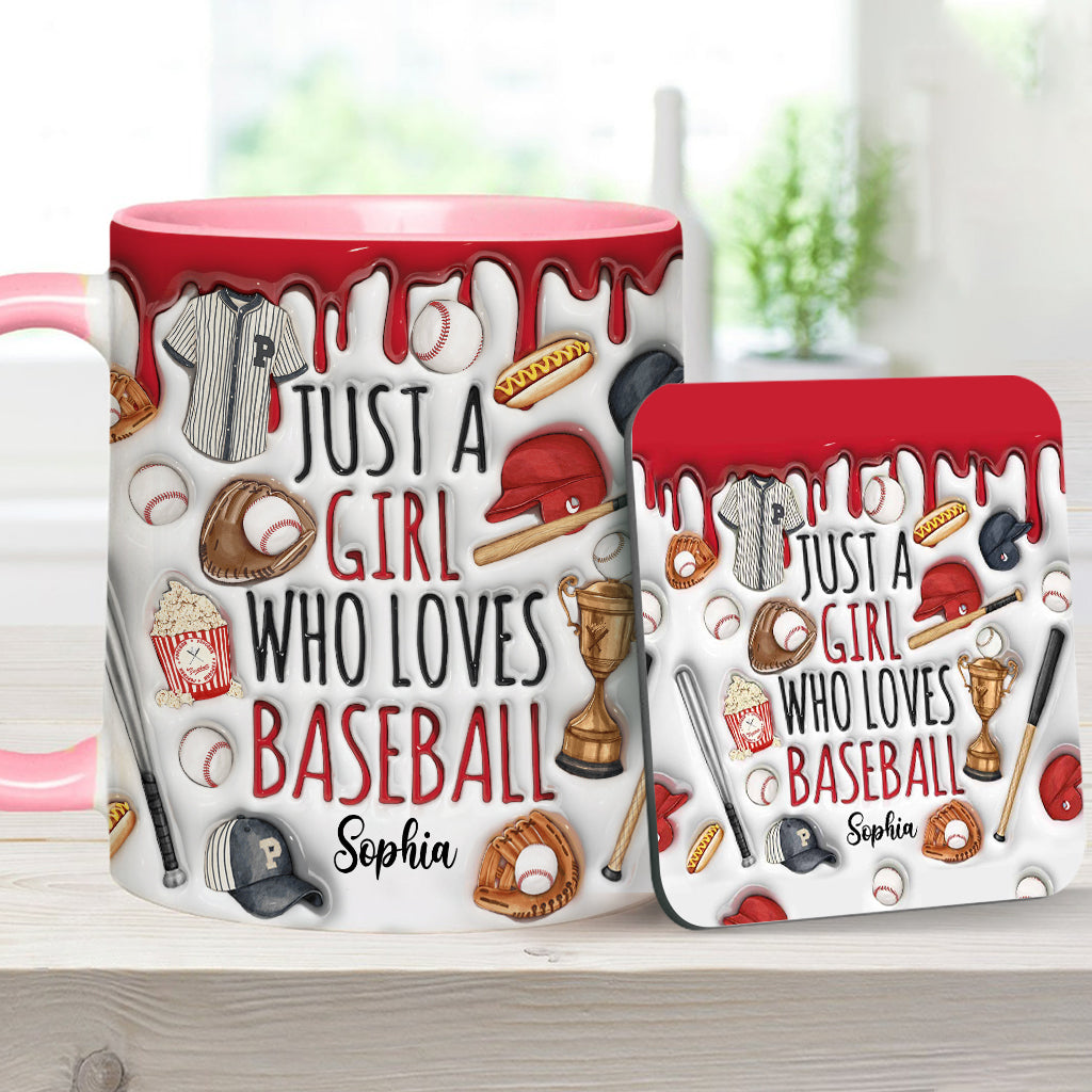 Mug personnalisé « Juste une fille qui adore le baseball »