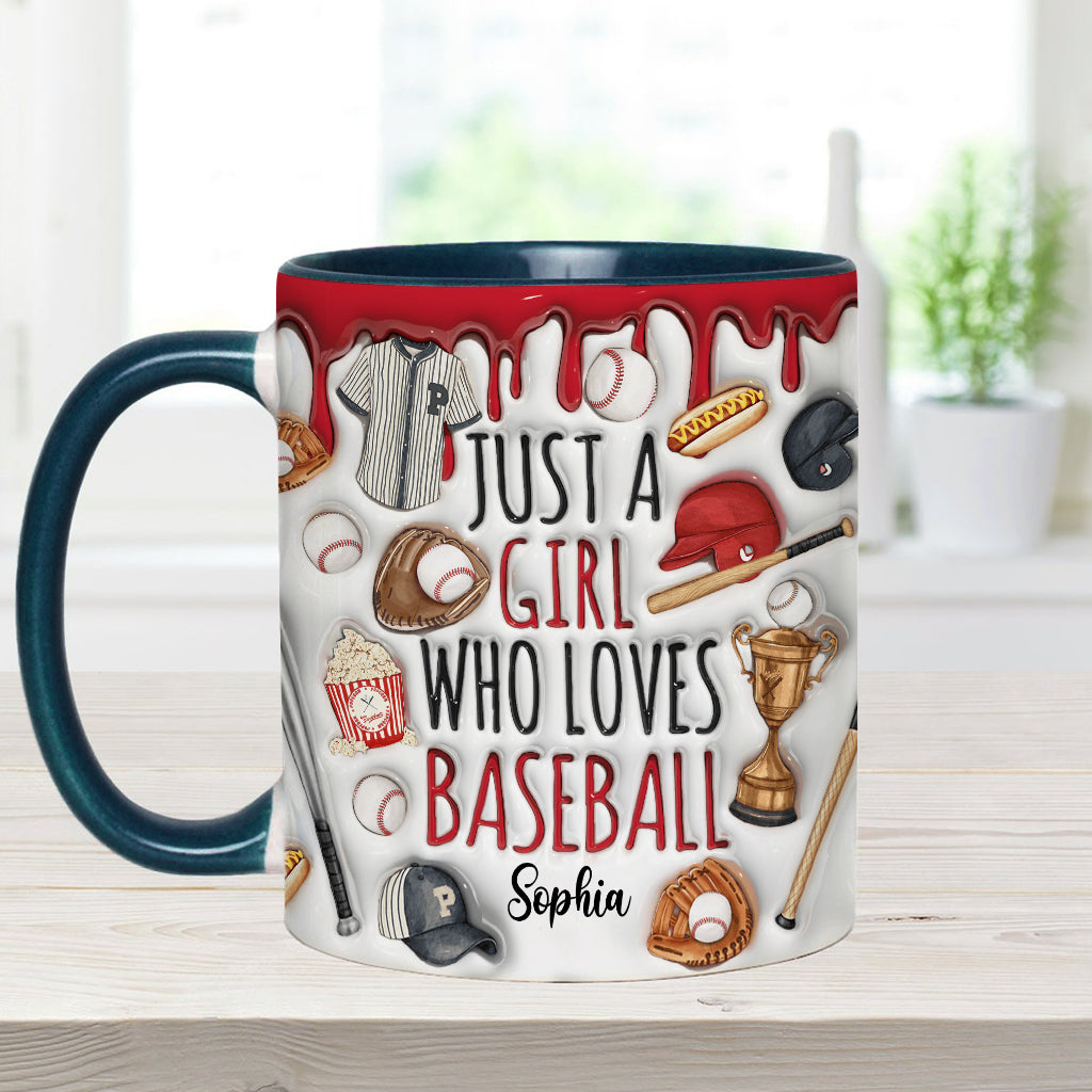 Mug personnalisé « Juste une fille qui adore le baseball »