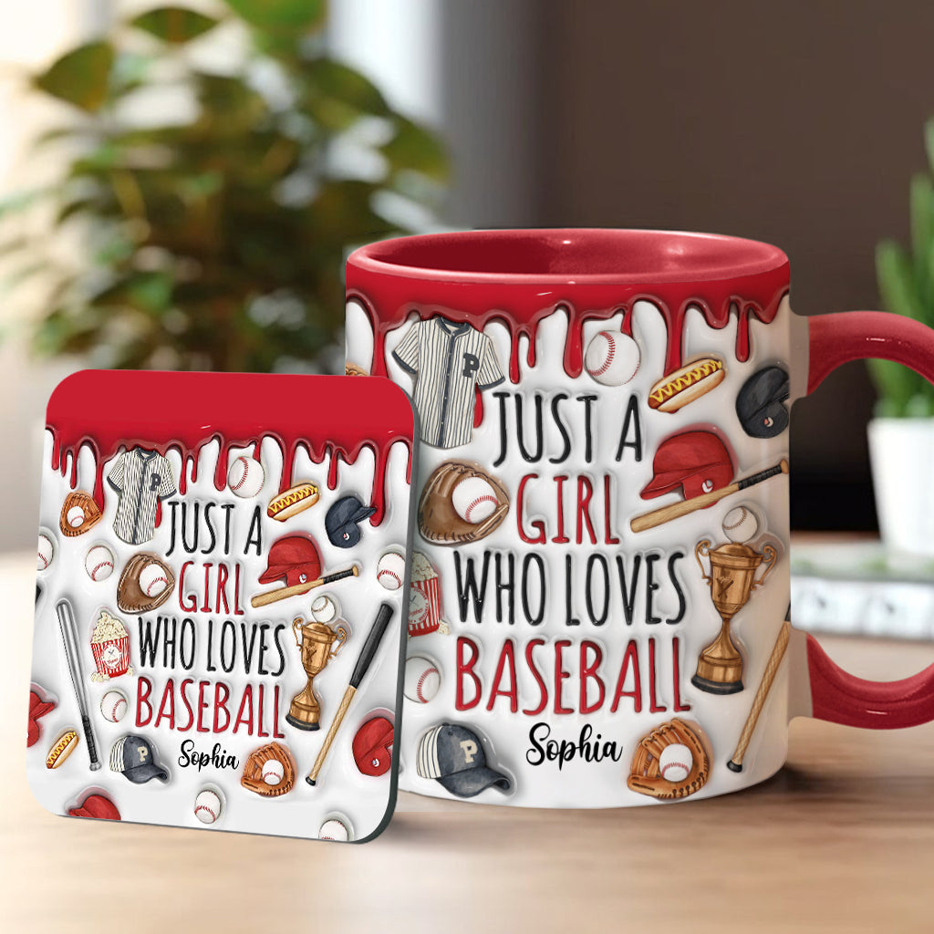 Mug personnalisé « Juste une fille qui adore le baseball »