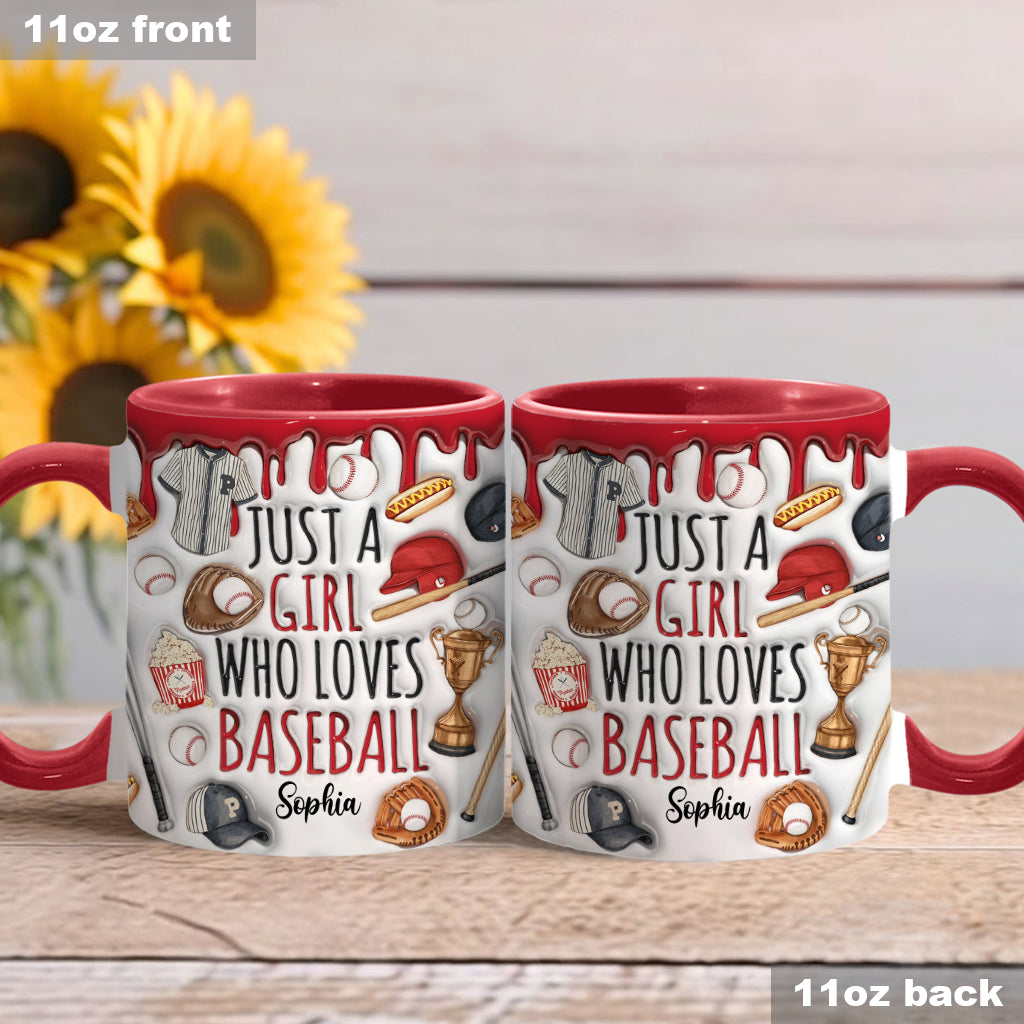 Mug personnalisé « Juste une fille qui adore le baseball »