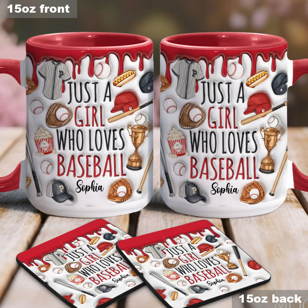 Mug personnalisé « Juste une fille qui adore le baseball »