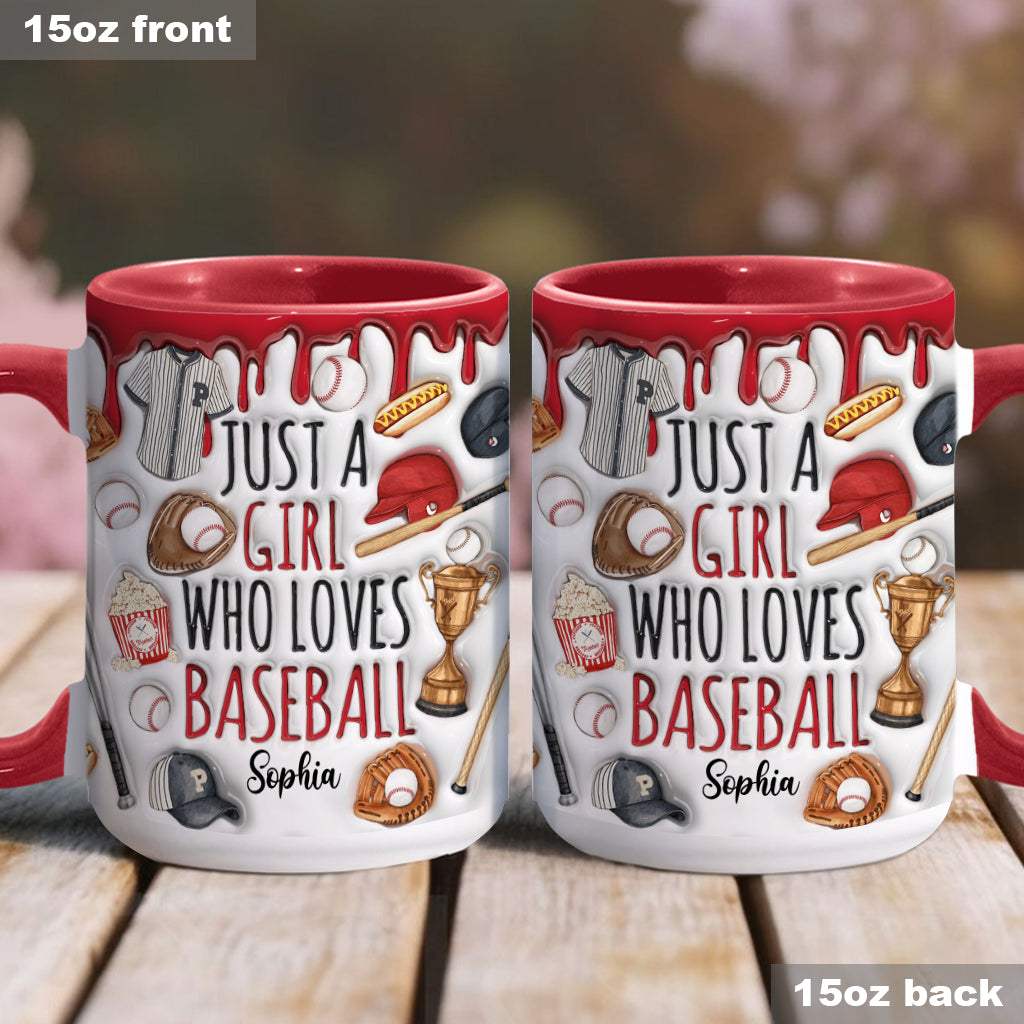 Mug personnalisé « Juste une fille qui adore le baseball »