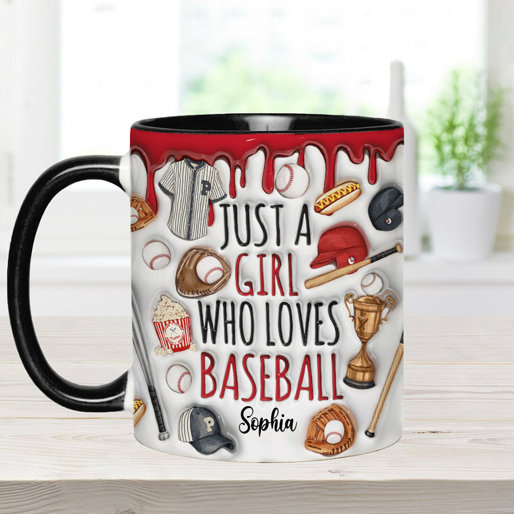 Mug personnalisé « Juste une fille qui adore le baseball »