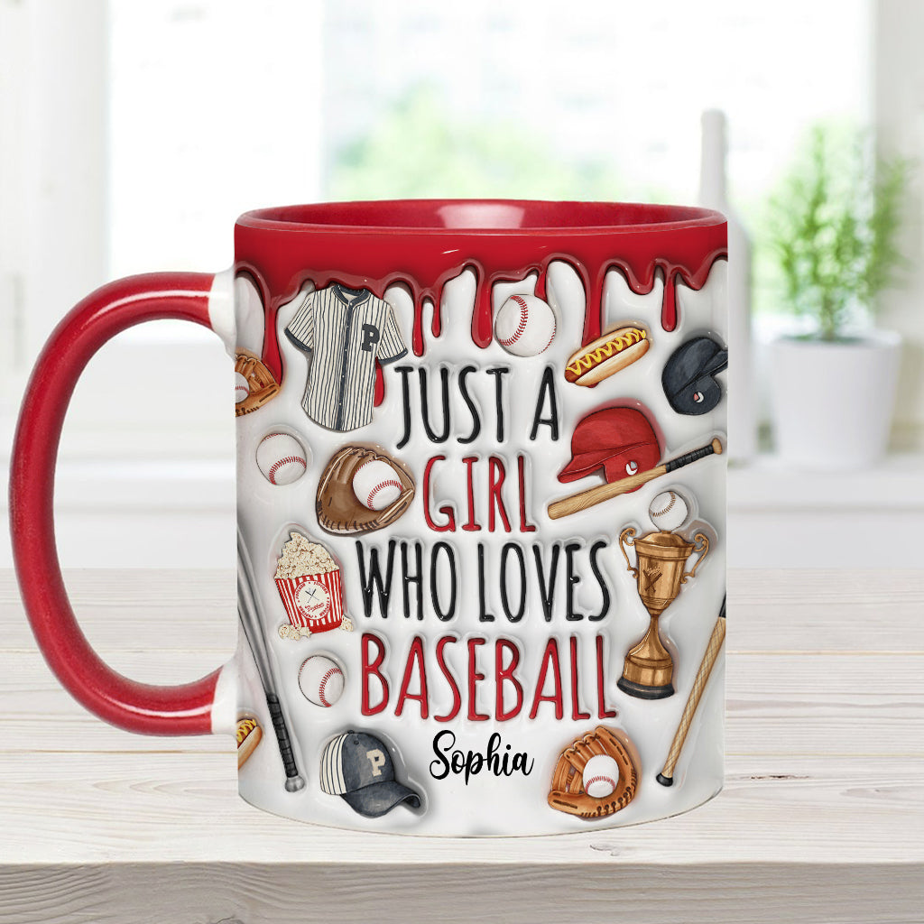 Mug personnalisé « Juste une fille qui adore le baseball »