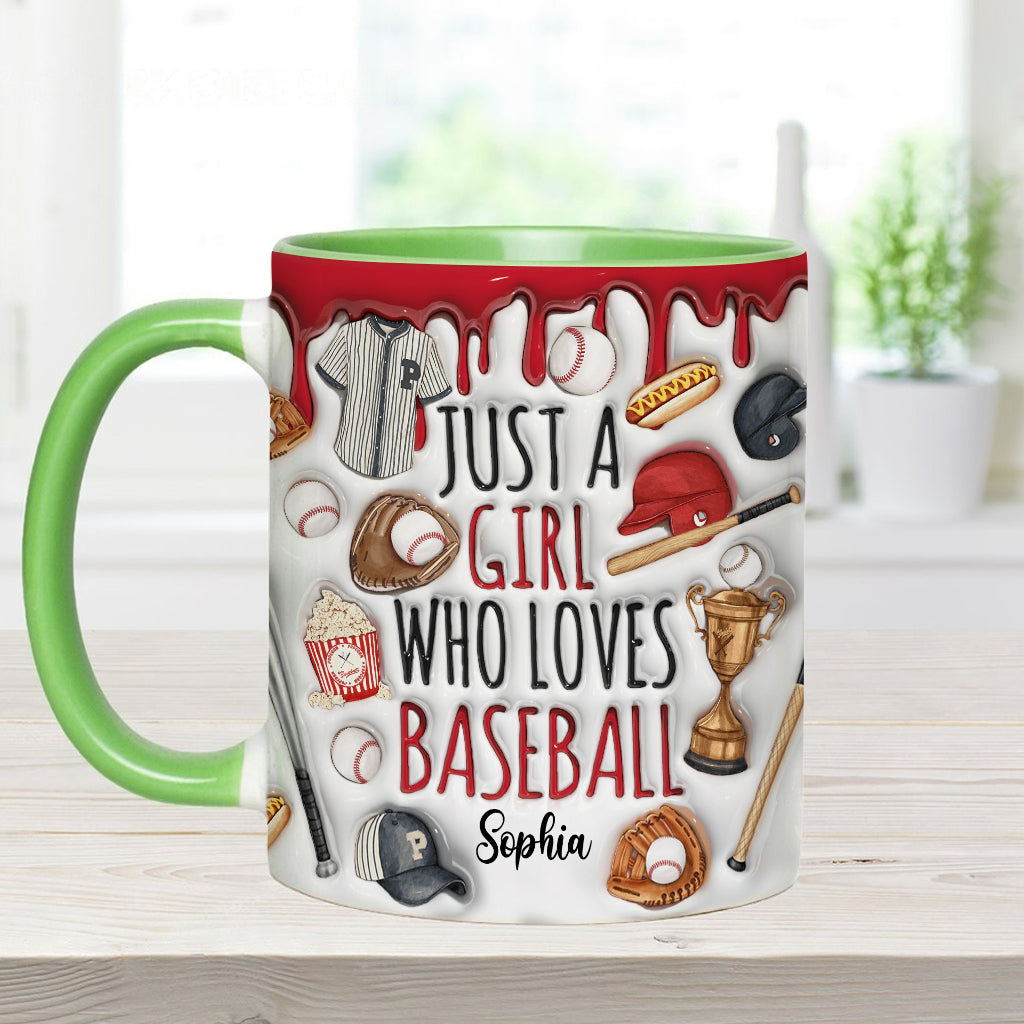 Mug personnalisé « Juste une fille qui adore le baseball »