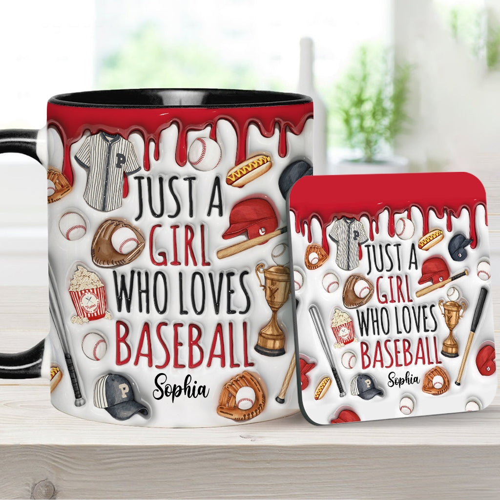 Mug personnalisé « Juste une fille qui adore le baseball »