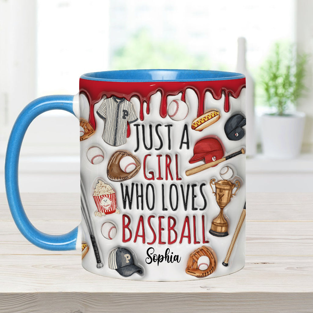 Mug personnalisé « Juste une fille qui adore le baseball »