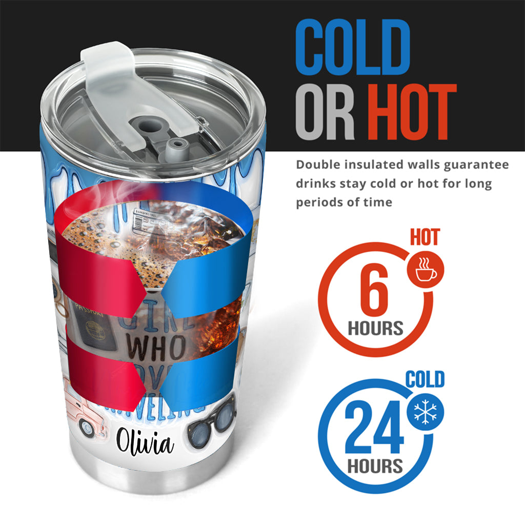 Une fille qui adore voyager - Gobelet de voyage personnalisé