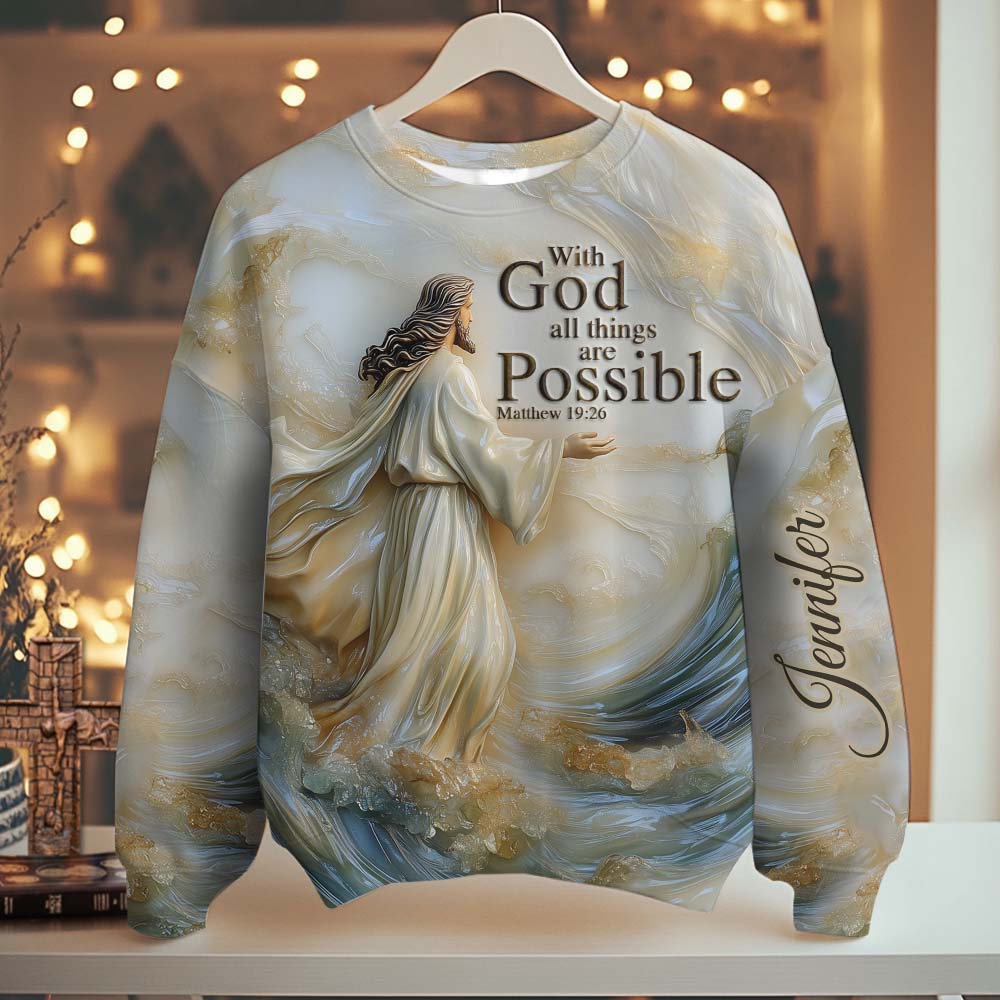 With God All Things Are Possible - Personalized Christian All Over Shirt