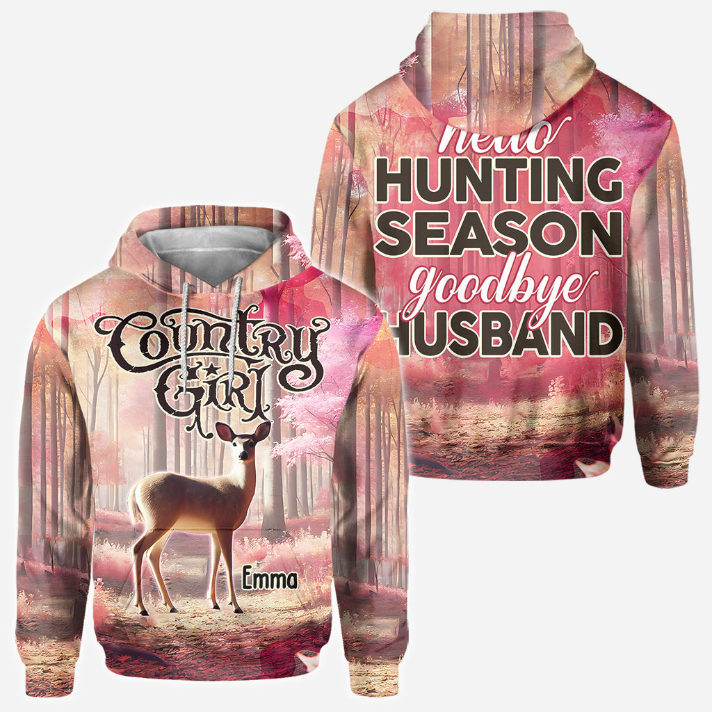 Bonjour la saison de la chasse, au revoir mari - T-shirt de chasse personnalisé