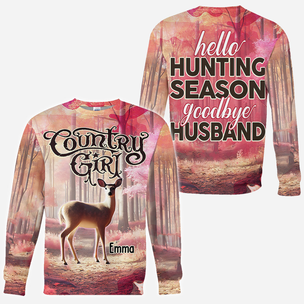 Bonjour la saison de la chasse, au revoir mari - T-shirt de chasse personnalisé