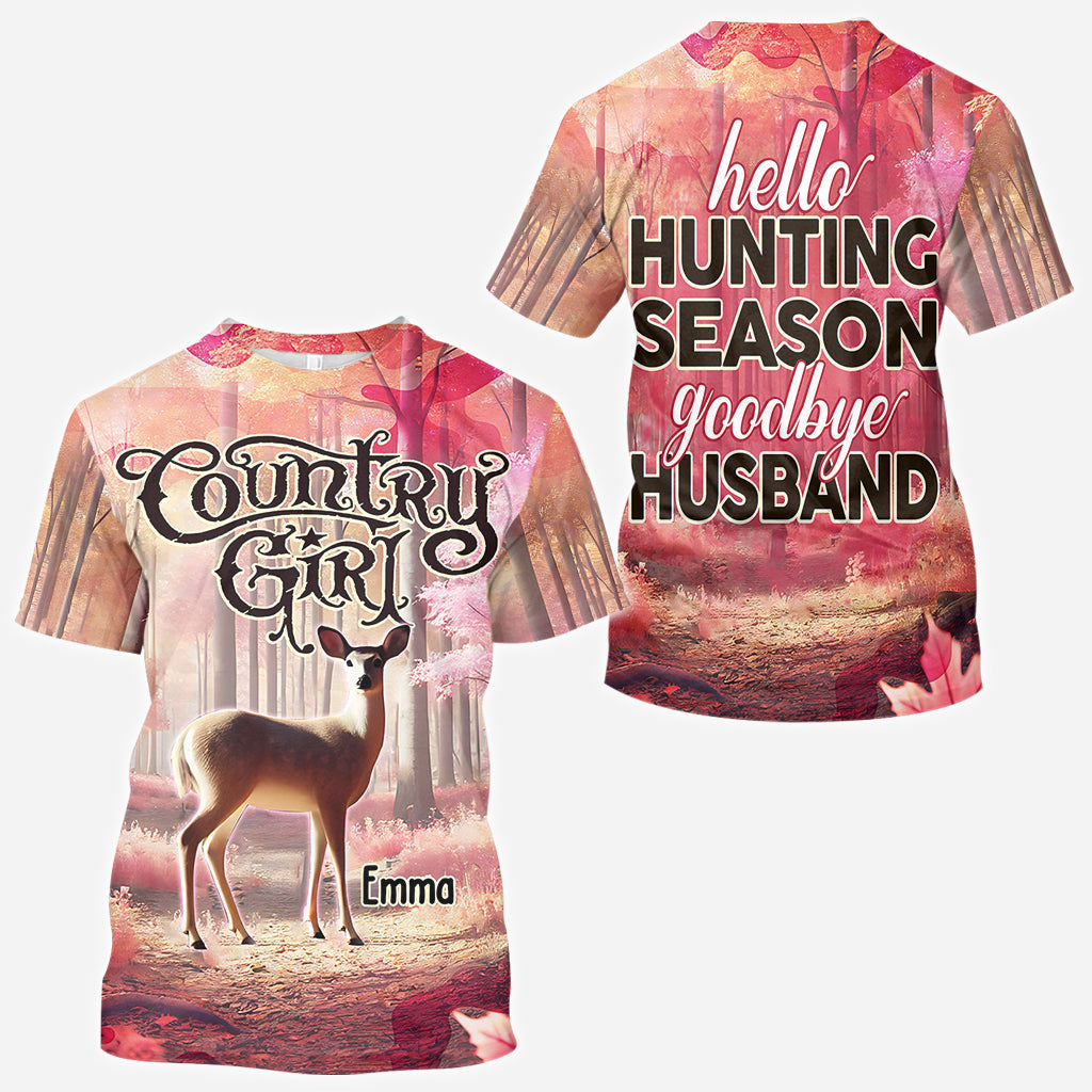 Bonjour la saison de la chasse, au revoir mari - T-shirt de chasse personnalisé