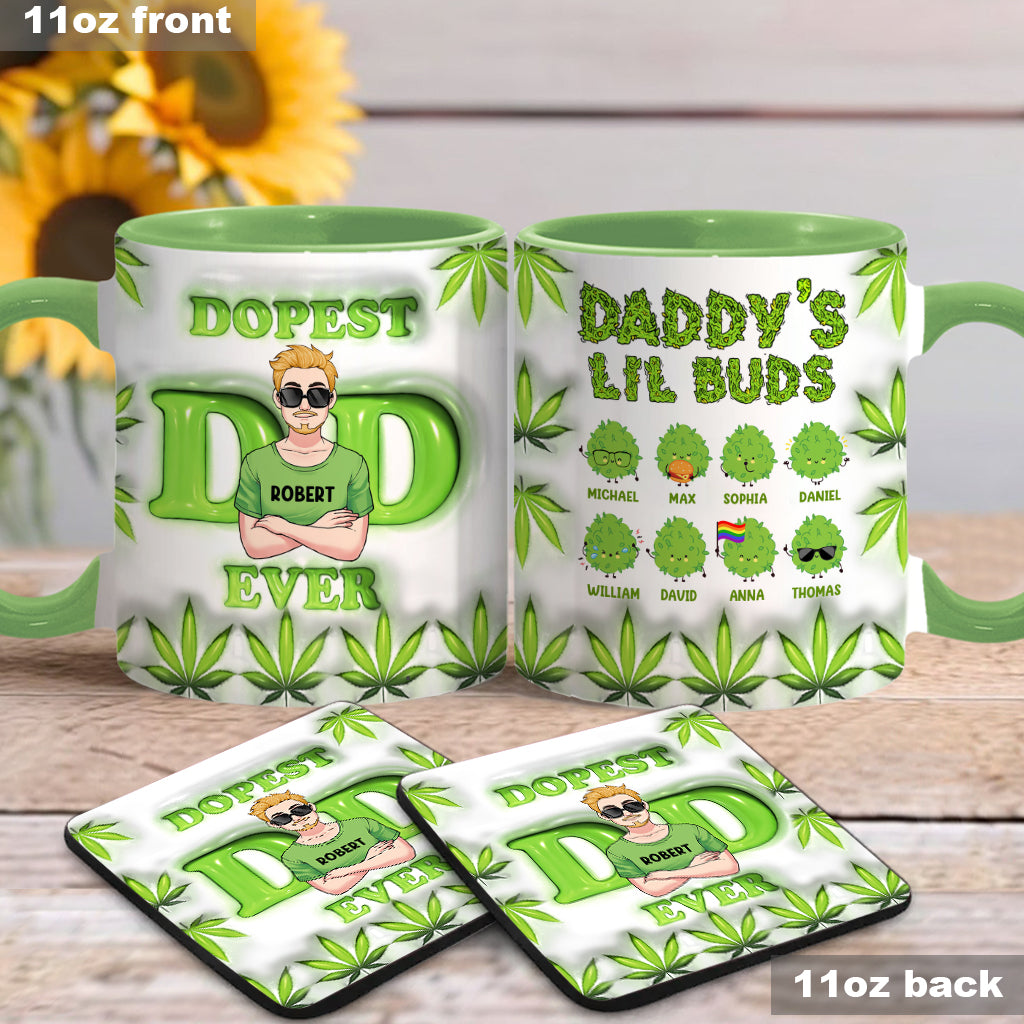 Daddy's Lil Buds World's Dopest Dad - Personalized Father Accent Mug