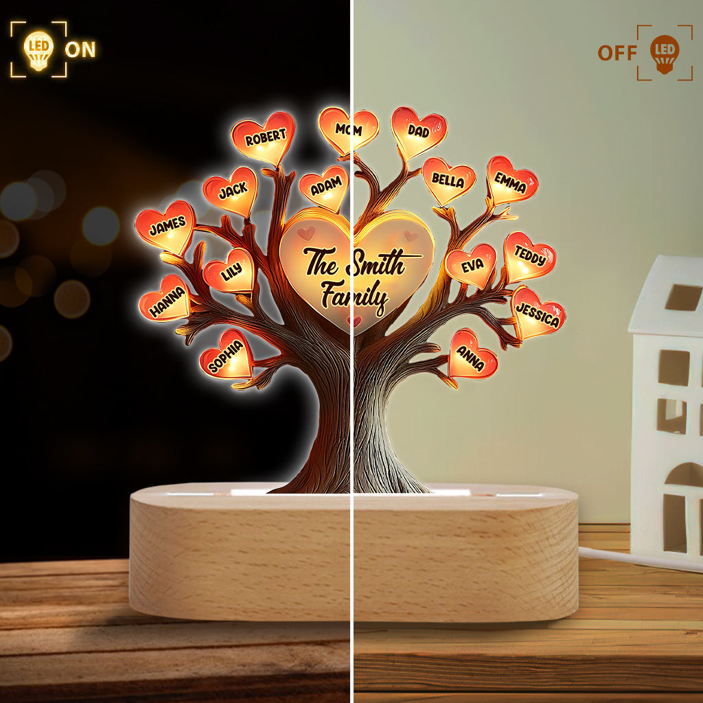 Family Tree - Personalized Family Shaped Plaque Light Base