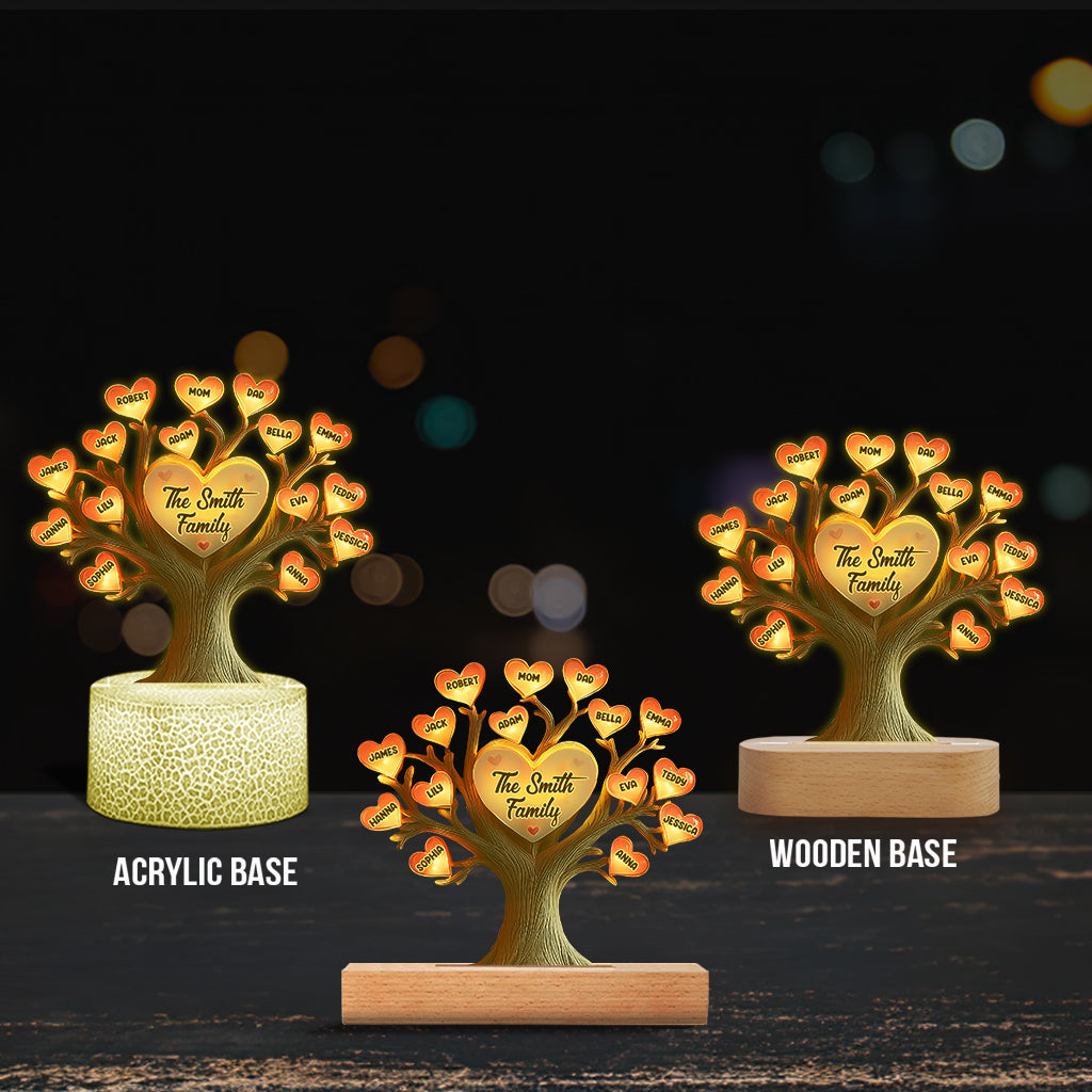 Family Tree - Personalized Family Shaped Plaque Light Base