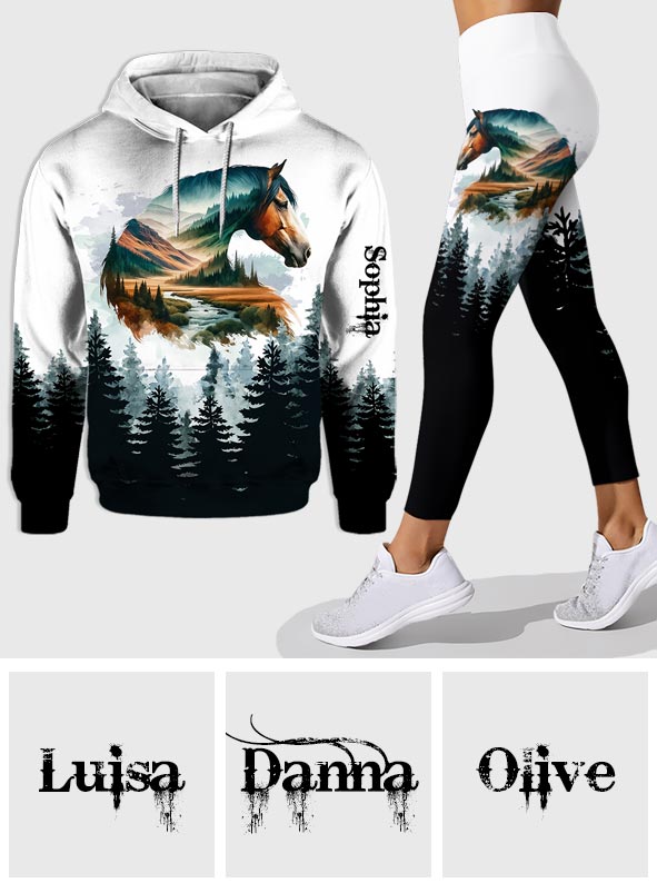 Fille à cheval - Sweat à capuche et leggings personnalisés sur le thème des chevaux