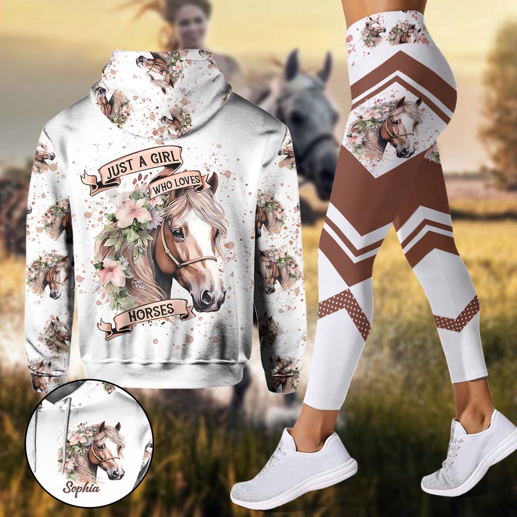 Juste une fille qui aime les chevaux - Sweat à capuche et legging personnalisés avec motif cheval