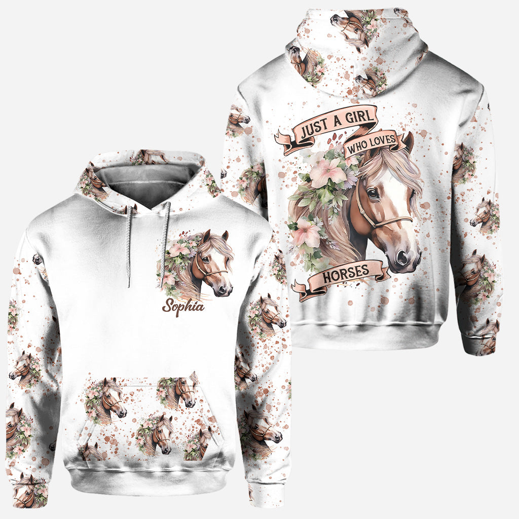 Juste une fille qui aime les chevaux - Sweat à capuche et legging personnalisés avec motif cheval