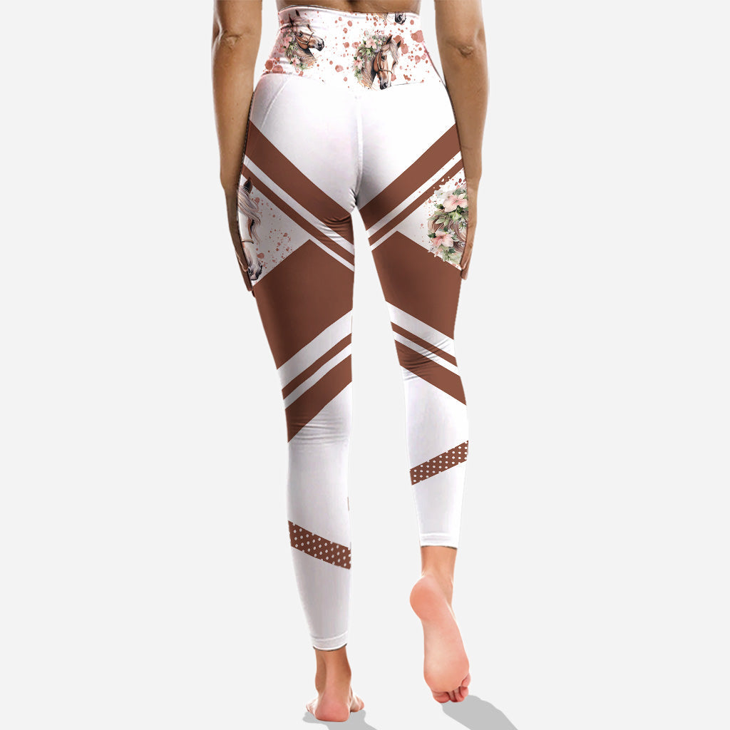 Juste une fille qui aime les chevaux - Sweat à capuche et legging personnalisés avec motif cheval