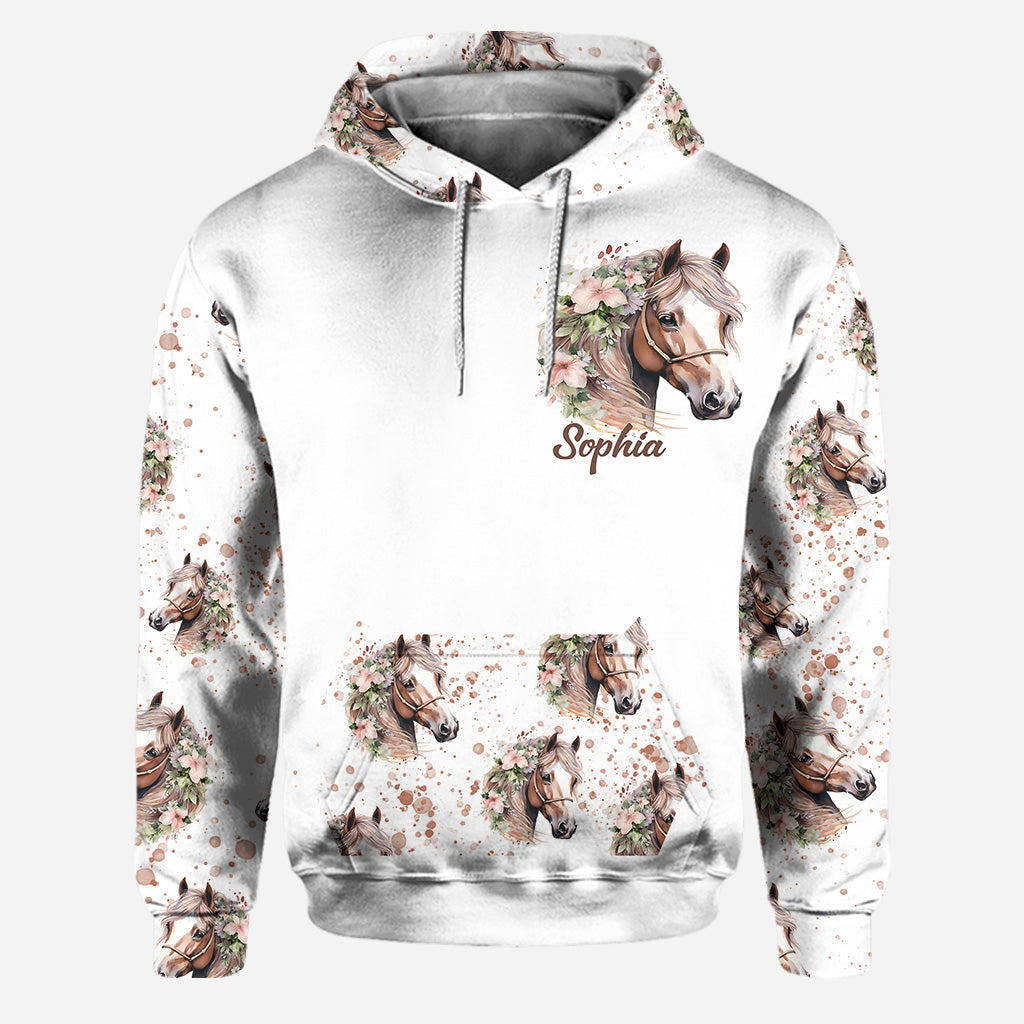 Juste une fille qui aime les chevaux - Sweat à capuche et legging personnalisés avec motif cheval