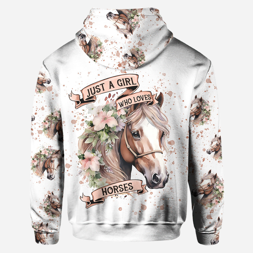 Juste une fille qui aime les chevaux - Sweat à capuche et legging personnalisés avec motif cheval