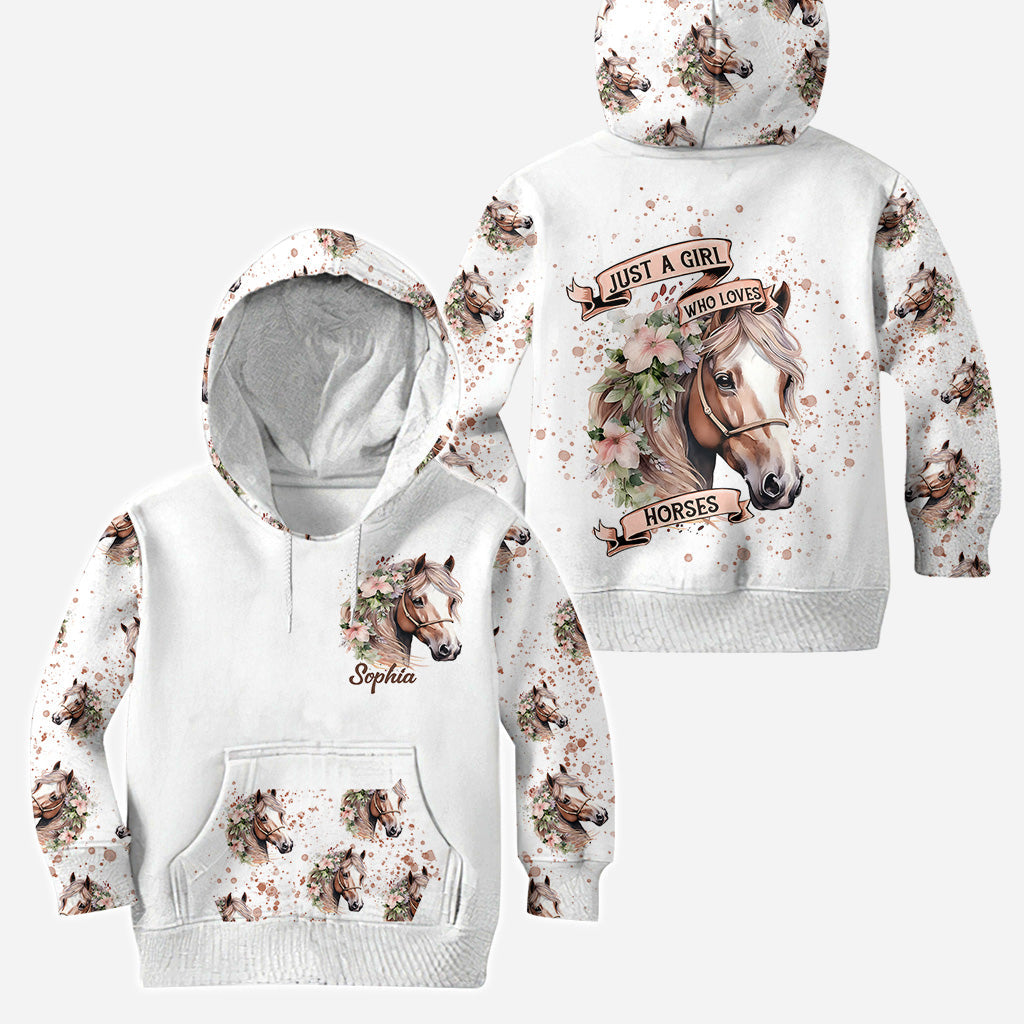 Juste une fille qui aime les chevaux - Sweat à capuche et legging personnalisés avec motif cheval