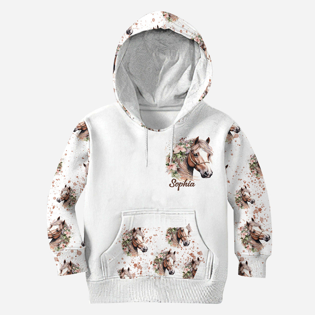 Juste une fille qui aime les chevaux - Sweat à capuche et legging personnalisés avec motif cheval