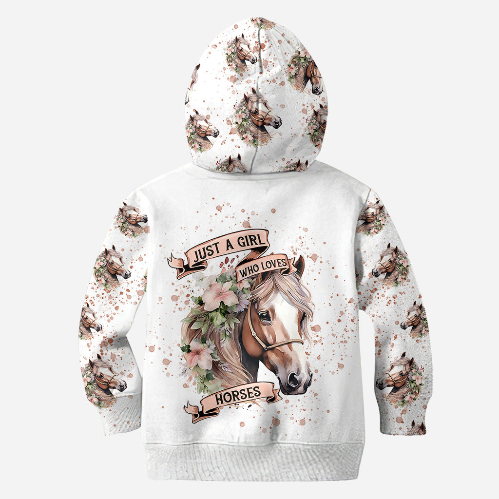 Juste une fille qui aime les chevaux - Sweat à capuche et legging personnalisés avec motif cheval