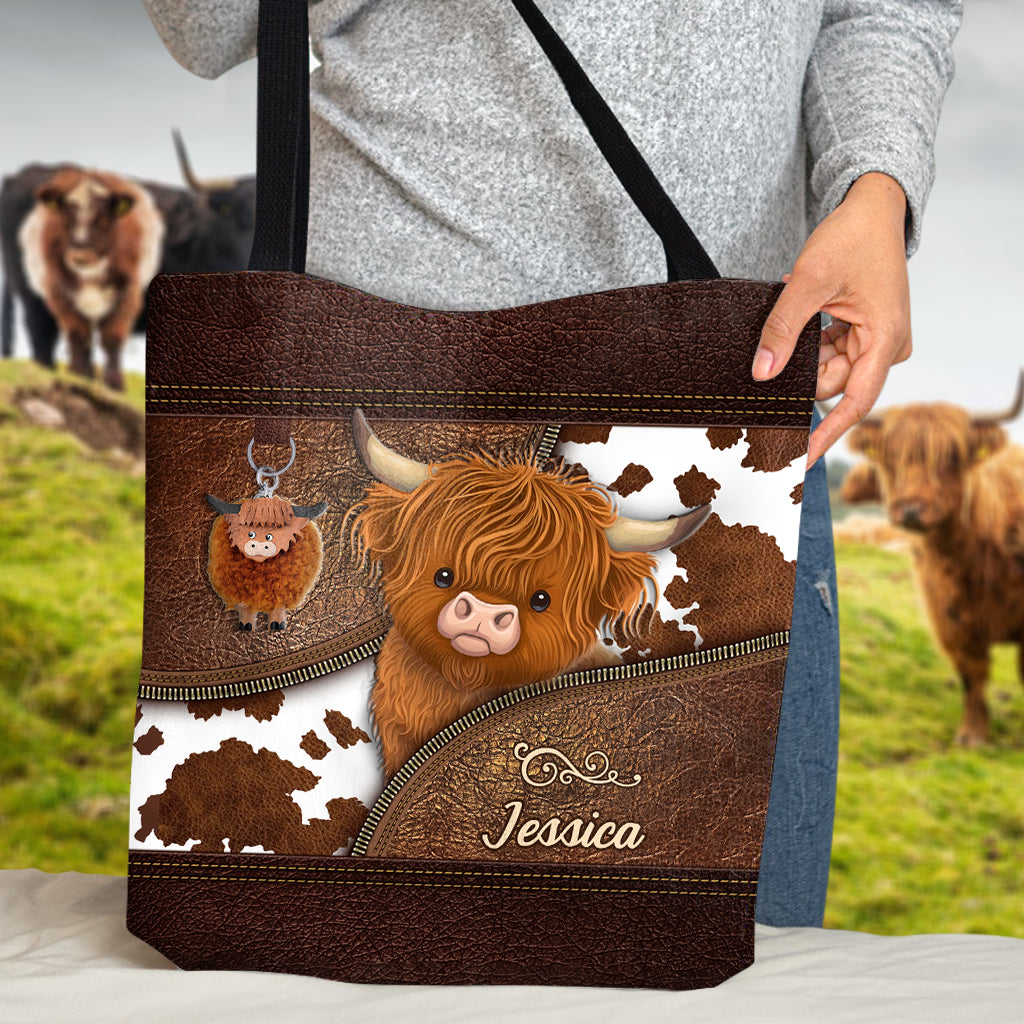 Sac fourre-tout personnalisé « Juste une fille qui aime les vaches des Highlands ».