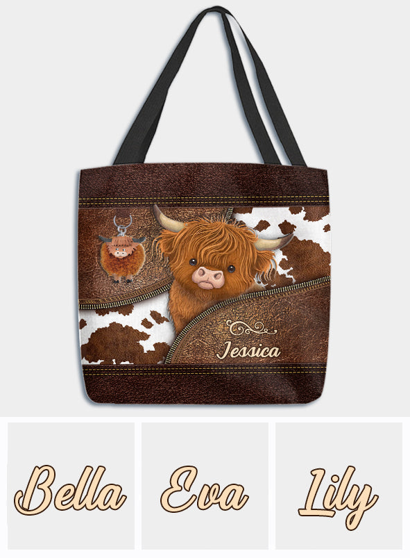 Sac fourre-tout personnalisé « Juste une fille qui aime les vaches des Highlands ».