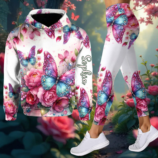 Sparkle Butterfly - Sweat à capuche et legging papillon personnalisés