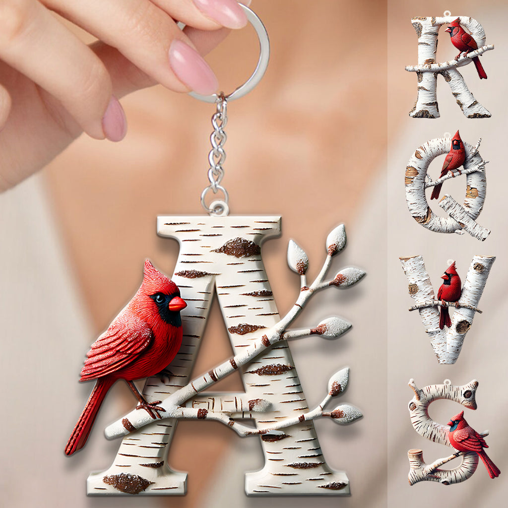 Cardinal Letter - Personalized Memorial Keychain