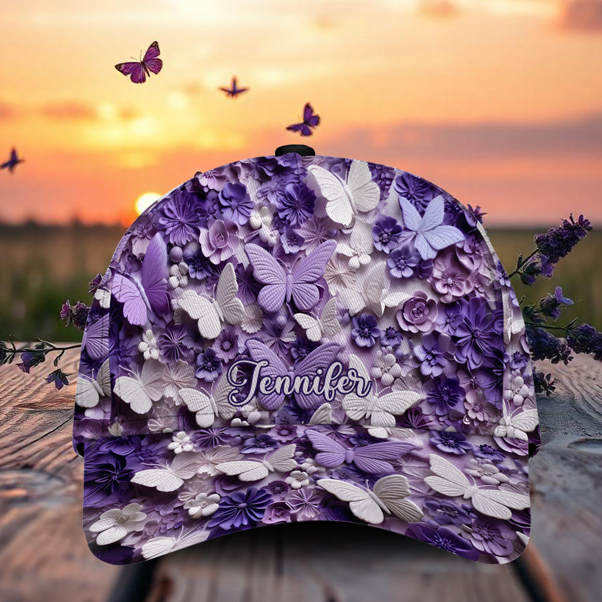 Papillons violets - Casquette classique personnalisée à papillons