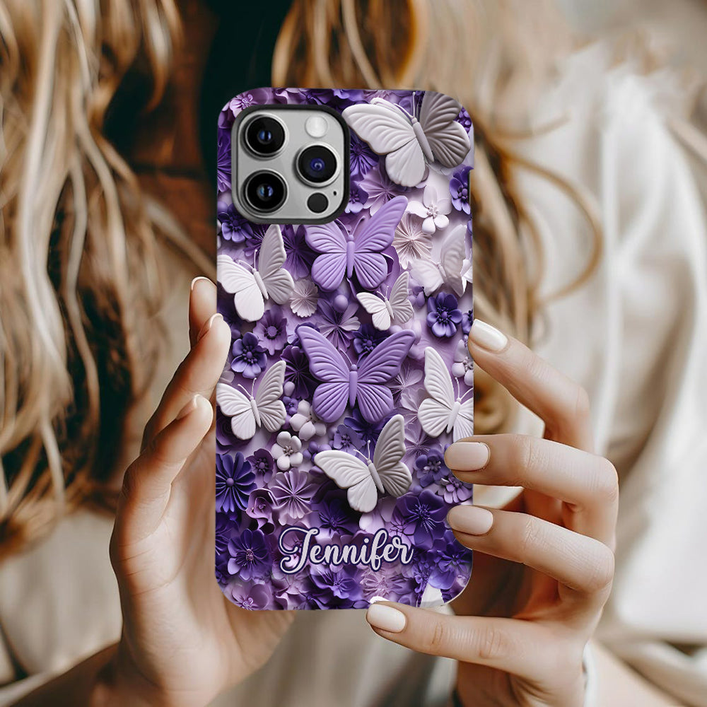 Purple Butterflies - Personalized Butterfly Full Print Phone Case