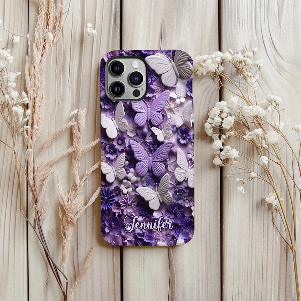 Purple Butterflies - Personalized Butterfly Full Print Phone Case