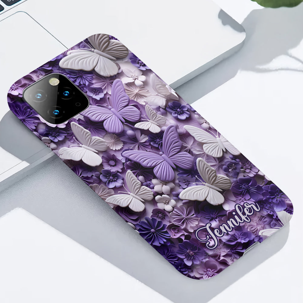 Purple Butterflies - Personalized Butterfly Full Print Phone Case